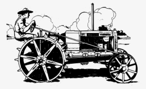 International Harvester John Deere Tractor Clip Art - Vintage Tractor In Grass Monochrome Drawing #693872