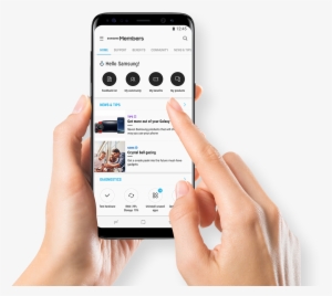 Download Mobile Cell Phone In Hand Png Transparent - Finger Download App Samsung Png #694544