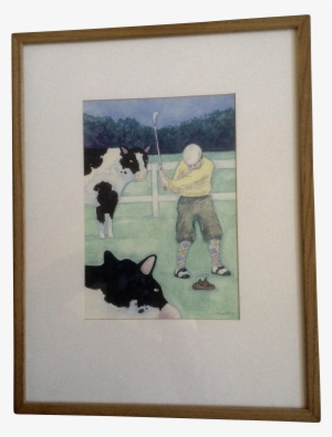 Jonathan Heath, Golf Pro The Cow Pie Play Though Original - Watercolor Painting #694794