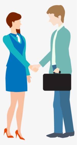Cartoon Business Man And Woman Shake Hand - Free Clip Art Business Handshake #696891