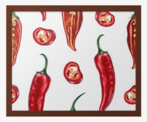 Watercolor Chili Pepper Pattern Framed Poster • Pixers® - Piment Aquarelle #697979