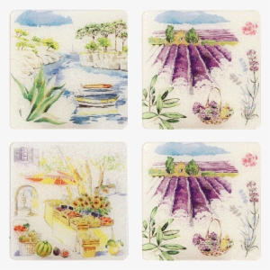 4 Acrylic Coasters - Gien Provence Acrylic Glass Coasters, Set Of 4 #698649