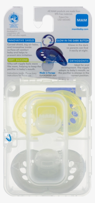 Mam Glow In The Dark Night Orthodontic Pacifier, Colors #6900463