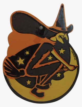 Vintage Halloween H E Luhrs Witch On Broomstick And #6905426