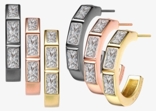 Rachel Glauber Three Stone Baguette Diamond C Hoop #6920738