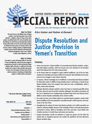 Dispute Resolution And Justice Provision In Yemen's #6937096