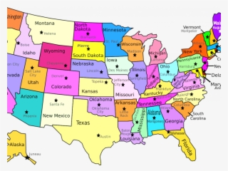 Download Us Map With States And Capitals Labeled - Free Transparent PNG ...