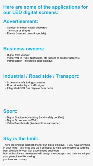 Here Are Some Of The Applications For Our Led Digital #6950788