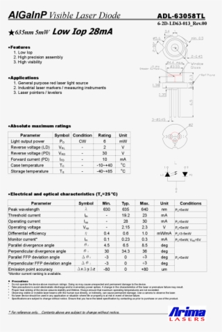 635nm 6mw To Can Arima Lasers #6954664