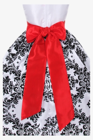 Black Flocked Damask & White Taffeta Girls Christmas #6958410