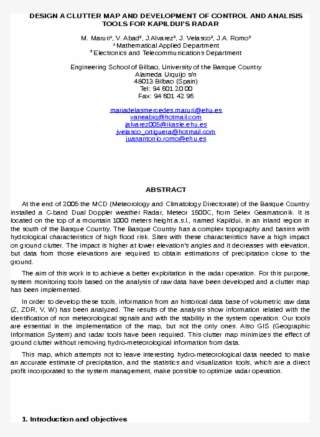 Design A Clutter Map And Development Of Control And #6959710