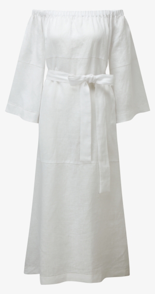 Off Shoulder Dress White Linen Front V=1487216222 #6984606