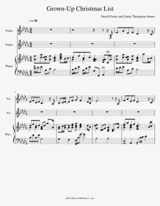 Grown-up Christmas List Sheet Music For Piano, Voice #6997575