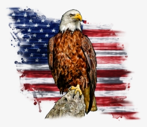 Bald Eagle Perched With An American Flag #70096