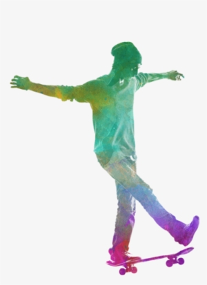 Bleed Area May Not Be Visible - Watercolor Skateboard Painting #71262