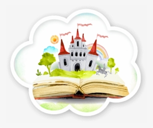 Watercolor Open Book With A Castle Background #72699