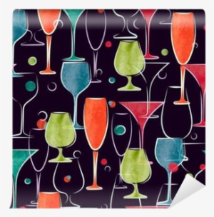 Seamless Pattern With Colorful Watercolor Cocktail - Royalty-free #72785