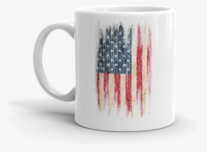 Grunge Print Of American Flag On White Coffee Mug - God's Last Call To America: Pray America Pray #72808