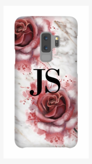 Personalised Floral Rose X White Marble Initials Samsung - Samsung Galaxy S9 #72827