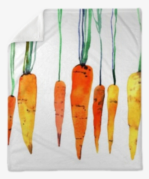 Watercolor Hand Painted Carrot Plush Blanket • Pixers® - Carrot Watercolor #74658