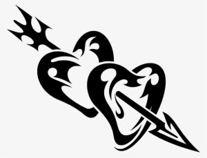 Arrow Piercing Two Tribal Hearts Icons Png - Tribal Hearts Png #75252