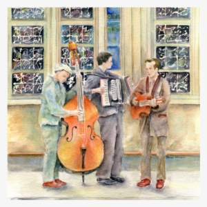 Watercolor Of London Street Musicians - Violone #77570