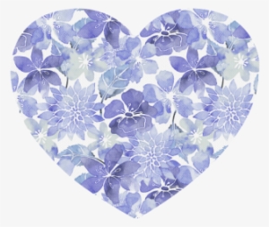 Blue Watercolor Flower Pattern Heart-shaped Mousepad - Purple Watercolor Heart Png #77850