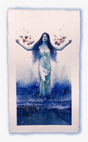 She Rides The Halo Of The Skyline - Painting #78515