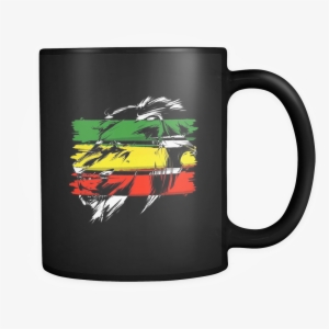 Jamaican Flag Lion Of Judah Rasta Reggae Roots Black - Blue Green Thin Line #700681