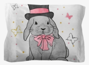 Cute Watercolor Rabbit Boy With Bow And Hat - Illustration #700985