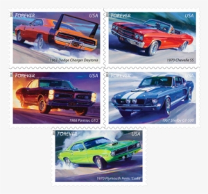 Artist Tom Fritz Muscle Car Stamps Prints - Muscle Car Stamps #701356