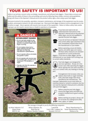 Post Hole Digger Product Safety Ad Pdf - Farm Equipment Manufacturers Association #702240