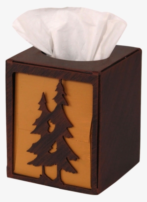 Iron Double Pine Tree Square Tissue Box Cover - Coast Lamp Mfg. Pine Tree Square Tissue Box Cover #702345
