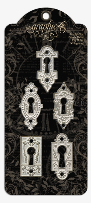 Shabby Chic Ornate Metal Key Holes - Graphic 45 Staples - Shabby Chic Door Pull #704195