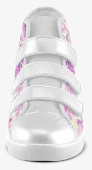 Watercolor Flower Pattern Velcro High Top Canvas Kid's - Skate Shoe #704300