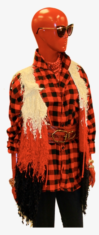 "burning Man" Tri-tone Shag Knit Vest #7000302