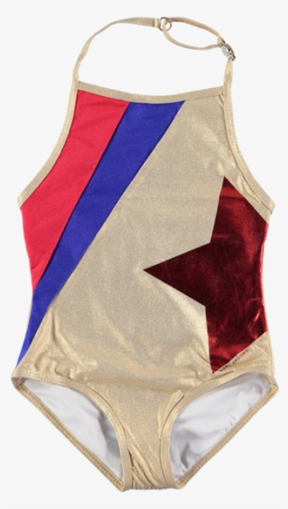 Picture Of Star & Stripe Print Swimsuit Gold #7000406