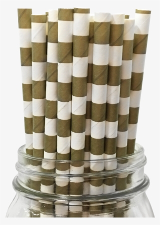 Gold Rugby Striped 25pc Paper Straws #7000519