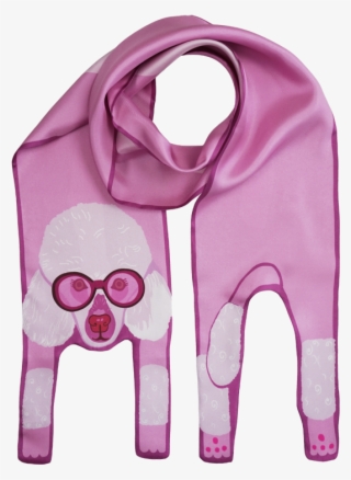 Small Fabulous Pink Poodle Long Silk Scarf #7026317