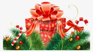 Christmas Decoration With Candy Canes And Red Gift #7044106