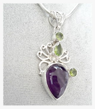 Amethyst And Peridot Gems In Victorian Scroll 925 Sterling #7064664
