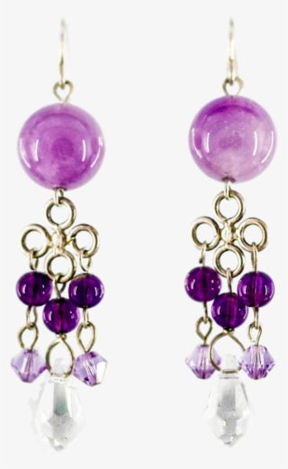 Silver Amethyst Swarovski Dangle Earrings #7064712