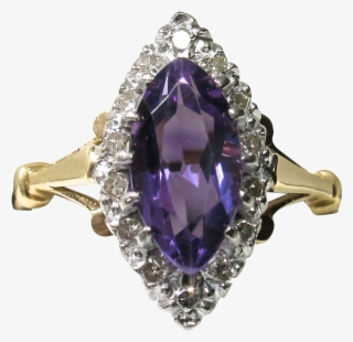18k Marquise-shaped Amethyst And Diamond Dress Ring #7065363