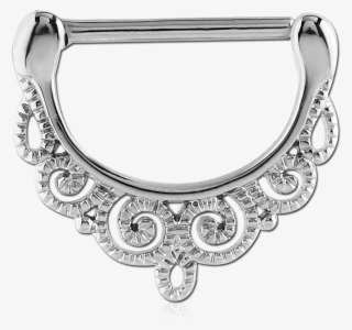Stainless Steel Nipple Clicker With Filigree #7081257