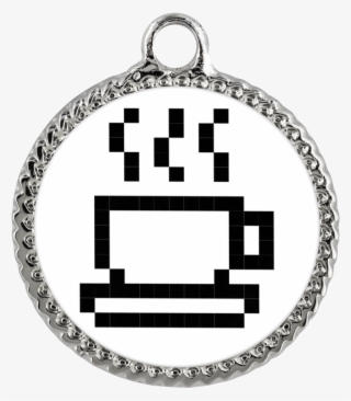 Coffee Lovers Pixel Art Deco Coin Necklace #7083305