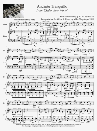 Andante Tranquillo From "lieder Ohne Worte" For Oboe #7090241