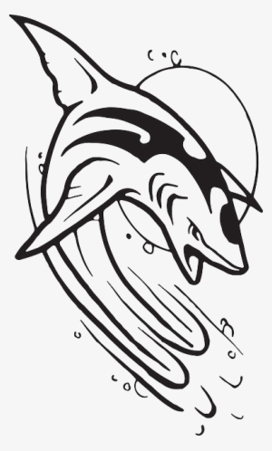 Black, Sun, White, Shark, Jumping, Waves, Wave - Black And White Shark Logo Vector #710921