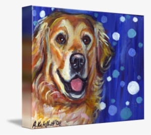 "portrait Of A Golden Retriever" By Angie Ketelhut - Portrait Of A Golden Tile Coaster #711931