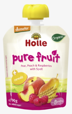 Pouch Pear, Peach & Raspberries With Spelt - Holle Organic Pouches Fruit Puree With Vegetables #712581