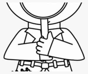 Detective With Magnifying Glass Clipart - Magnifying Glass Clip Art Black And White #712806